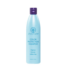 Ovation Hair Color Protection Shampoo bottle demonstrates color protection for treated hair.