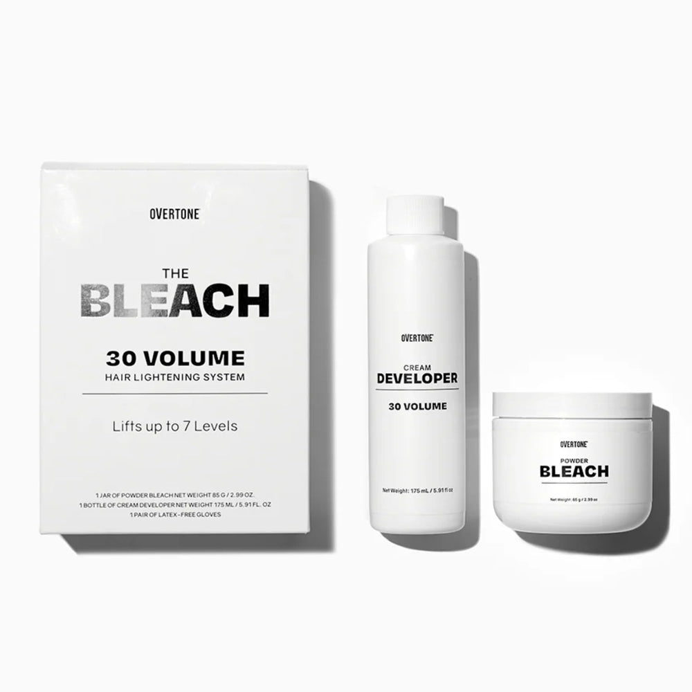 oVertone Bleach 30-Volume lifts seven levels for vibrant results.