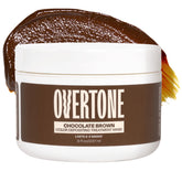oVertone Chocolate Brown color conditioner bottle shows at-home color deposition and moisture