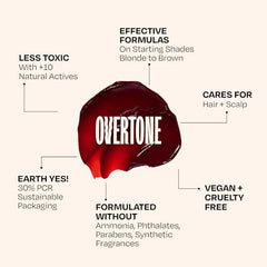 Overtone color depositing conditioner application on dry hair demonstrates easy 10-15 minute color deposit