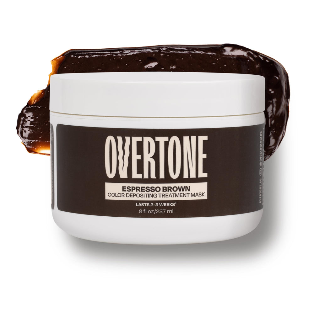 oVertone Espresso Brown 8oz bottle for at-home color conditioning and shine.