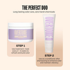 Overtone Lilac Lotus wash and rinse sequence for color maintenance
