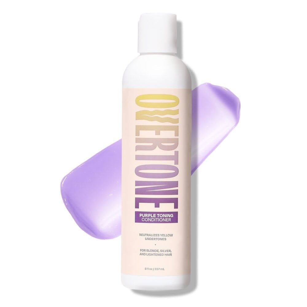 overtone Purple Toning Conditioner bottle neutralizes brassiness for blonde and platinum hair