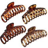 OWIIZI large leopard matte hair claw clip showing secure hold for thick hair.