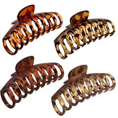 OWIIZI large leopard matte hair claw clip showing secure hold for thick hair.