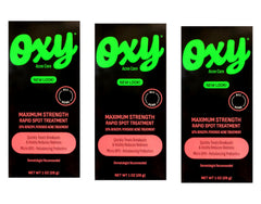 Oxy front packaging 1oz showing tube and branding, quick access for blemishes