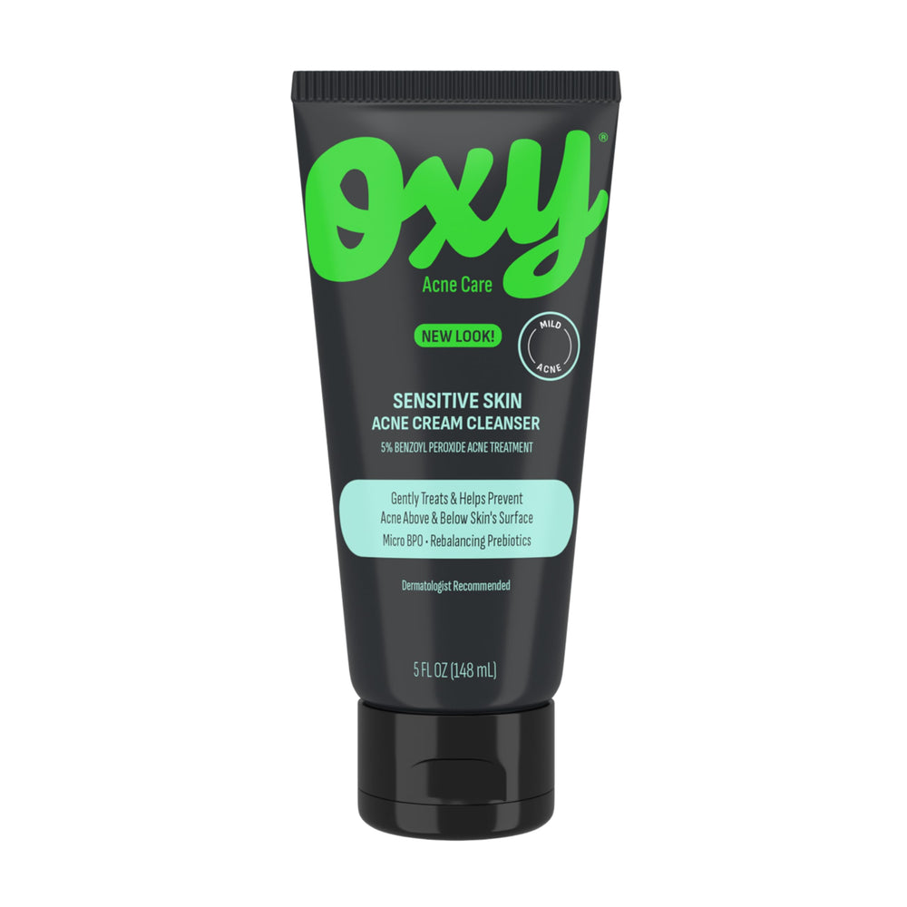 Oxy front packaging showing product benefits and travel-ready design