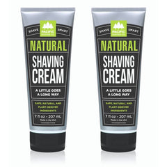Pacific Shaving Company natural shaving cream tub front showing hydrating formula for sensitive skin.