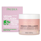 Pacifica vegan collagen night cream jar closeup shows rich texture for overnight hydration