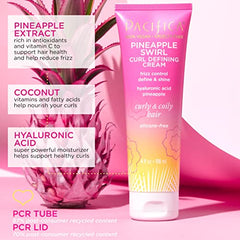 Close-up of Pacifica Pineapple Swirl curl cream texture for smooth styling.