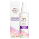 Pacifica Pore Warrior bottle closeup shows a lightweight oil-balancing moisturizer.
