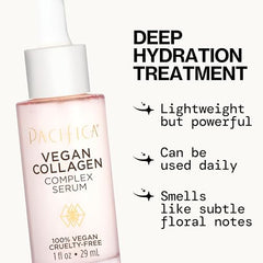 Close-up of vegan collagen peptides and hyaluronic acid on label signaling hydration benefits