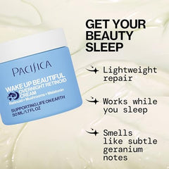 Pacifica Wake Up Beautiful Night Cream with hyaluronic acid delivering deep overnight hydration