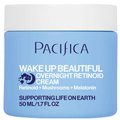 Pacifica Wake Up Beautiful Night Cream jar close-up showing creamy texture for overnight hydration