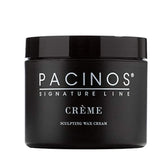 Pacinos Creme Hair Sculpting Wax Cream packaged shows easy washout and everyday style
