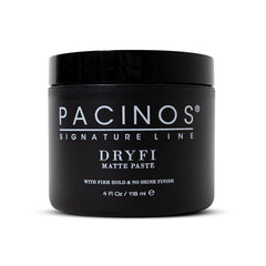 Pacinos DRYFI matte paste bottle for natural, shine-free styling.