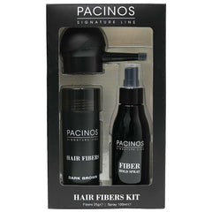 Pacinos Hair Fiber Kit application step visual guides quick, natural-looking concealment.
