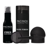 Pacinos Hair Fiber Kit packaging demonstrates easy setup for instant coverage.