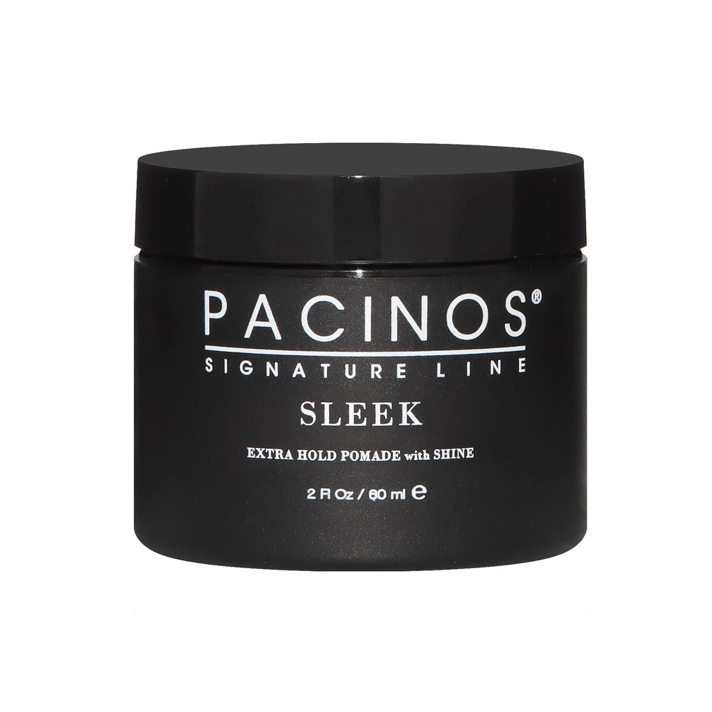 Pacinos Sleek pomade tube front view for all-day hold.