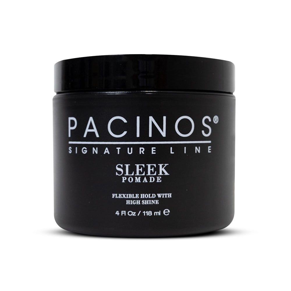 Pacinos SLEEK pomade tube for towel-dried hair delivering long-lasting shine and flexible hold.