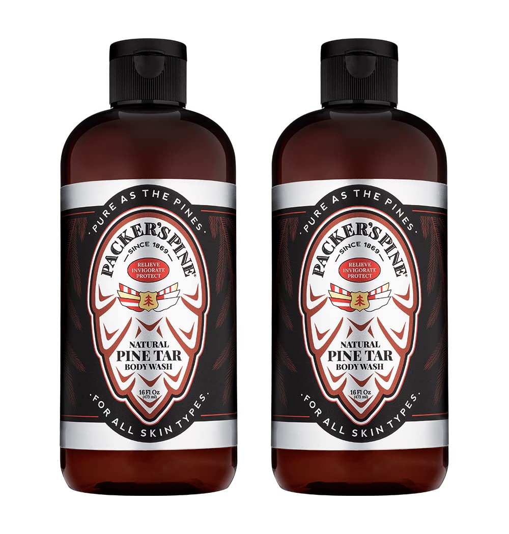 Packer's Pine Tar Body Wash bottle with rugged branding for an invigorating cleanse