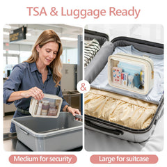 Packism bolsa maquillaje transparente tamaño mediano, adecuada para líquidos