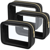 Packism clear makeup bag 3 medium front view, ideal for TSA-friendly travel bottle organization