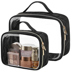 PACKISM clear makeup bag twin-pack front view showing organized travel essentials