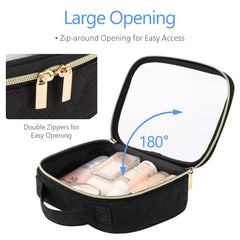 PACKISM clear toiletry bag with handle and zipper close-up highlighting durability