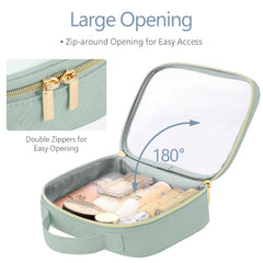 PACKISM clear medium bag demonstrates TSA 3-1-1 compliant bottle-hold for security checks.