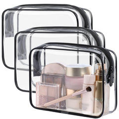 Packism TSA-approved clear toiletry bag front view enables quick security screening and organized packing.