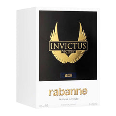 Paco Rabanne Invictus Victory Elixir packaging highlighting premium design and luxury.