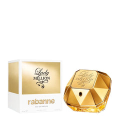 Paco Rabanne Lady Million bottle front—radiant confidence for daytime elegance.