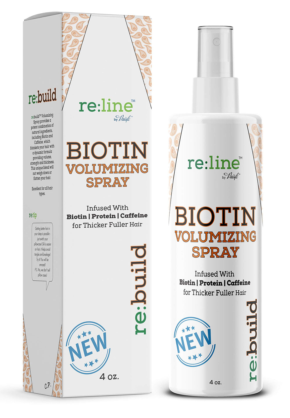 Paisle Botanics Biotin Volumizing Spray bottle for lightweight volume on fine hair.
