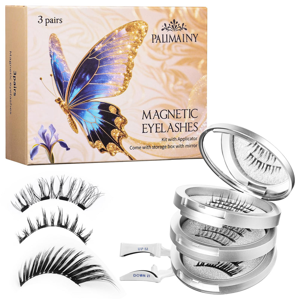 PALIMAINY magnetic eyelashes natural style shown for a subtle day-to-night look.