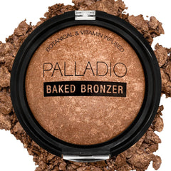 Palladio Baked Bronzer compact opened showing luminous sun-kissed shade.