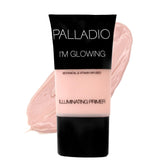 Palladio I'm Glowing Primer bottle with pearly pink glow for radiant complexion.