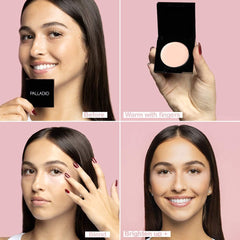 Applying Palladio Under Eye Brightener Soft Pink under-eye for lift and color correction.