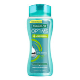Palmolive Optims Shampoo bottle front shows gentle daily cleansing and premium care.