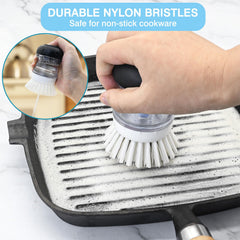 Pamrack palm brush refill bristles close-up highlights tough-but-gentle bristles for cookware.