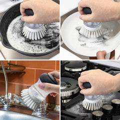Pamrack palm brush refill in use for delicate non-stick pans and kitchenware.