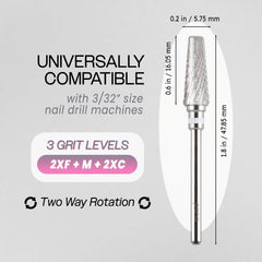 PANA tungsten carbide nail drill bit multi-function tip for durable hard gel removal.