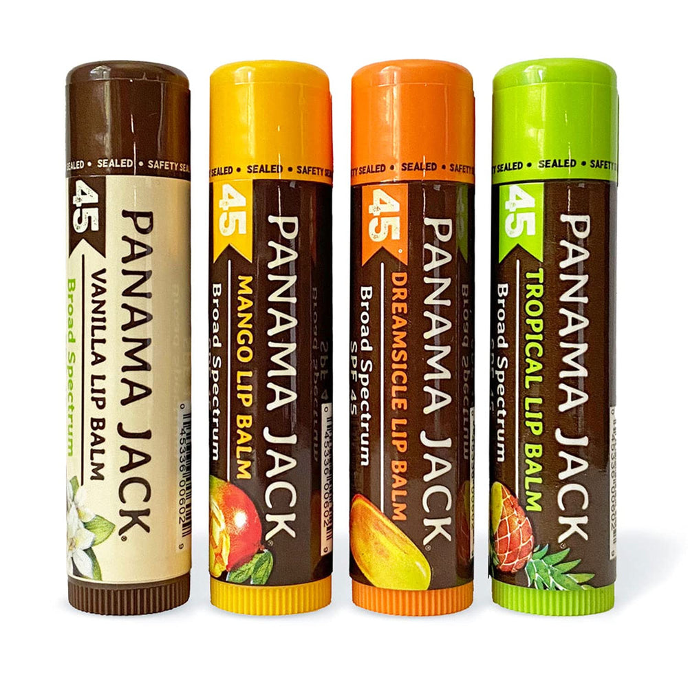 Panama Jack lip balm SPF45 application close-up with smooth glide and sun protection