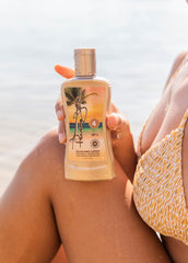 Panama Jack sunscreen lotion ingredients panel showing moisturizing oils