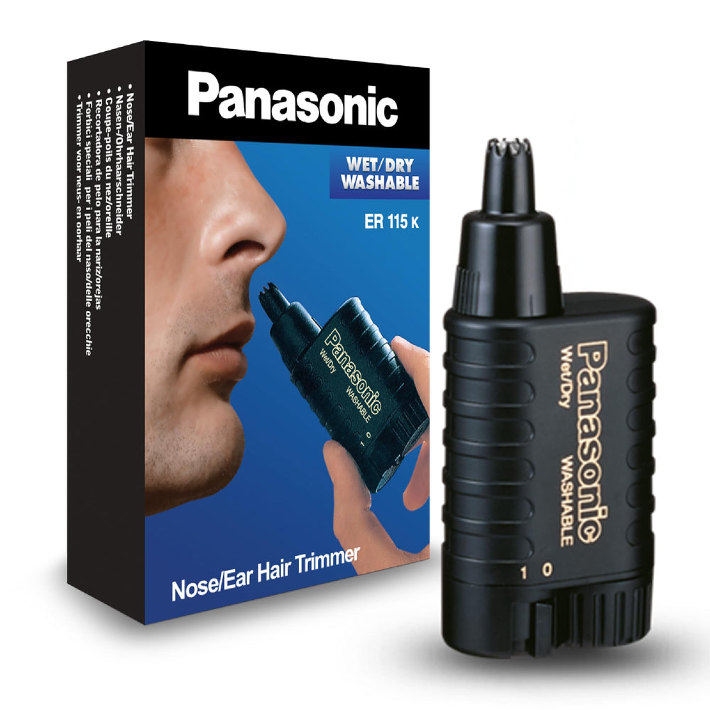 Panasonic ER115 cordless trimmer with a washable head for easy grooming.