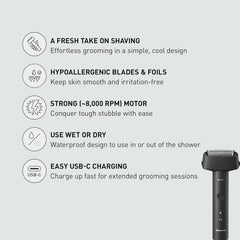 Panasonic ES-RM3B-K floating head closeup for contour-following shaving.