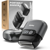 Panid electric foil shaver front view shows compact travel design and the 3-blade system