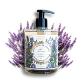 Panier des Sens lavender hand soap pump closeup showing calming aroma.