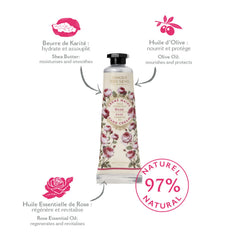 Panier des Sens rose hand cream mini – delicate floral fragrance for daily hand care.