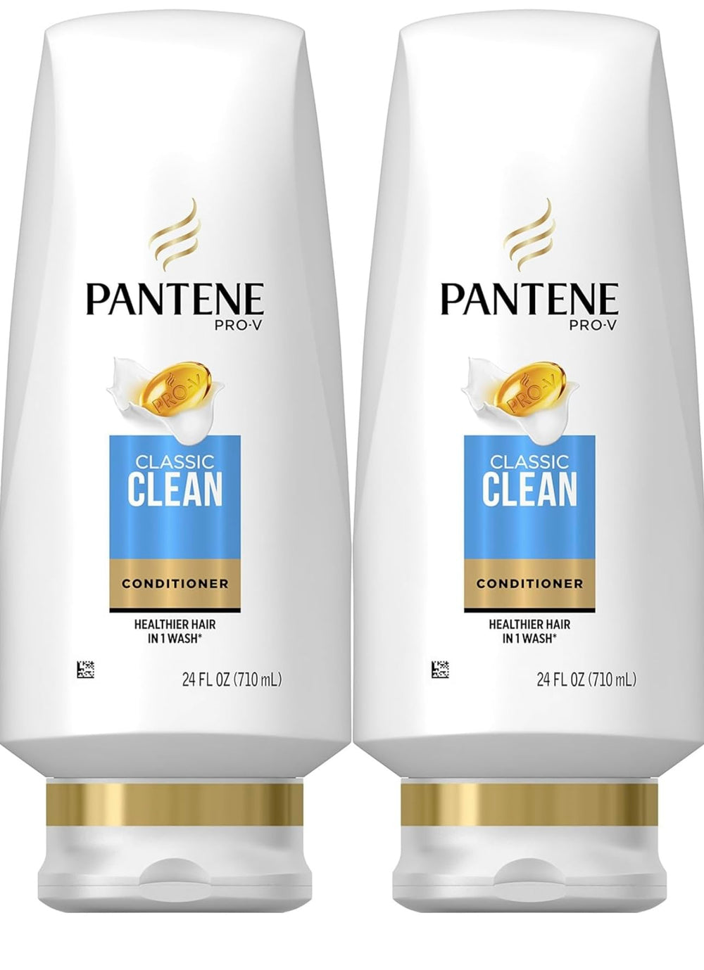 Pantene Classic Clean Conditioner twin-pack bottles provide daily hydration and silky shine.